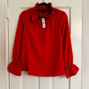 J Crew - long sleeve blouse - coral red - never worn